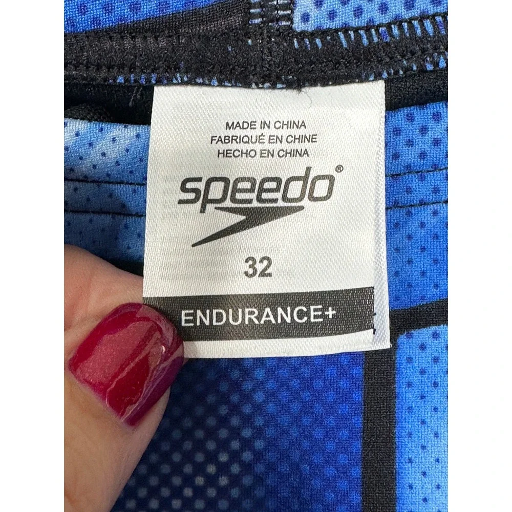 NEW Speedo Swim Jammers 32 Speedo Blue Endurance+ Training Trunks Shell Shock